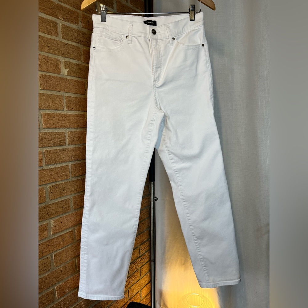Express White Straight Ankle High-Rise Size 6R 27 Jeans